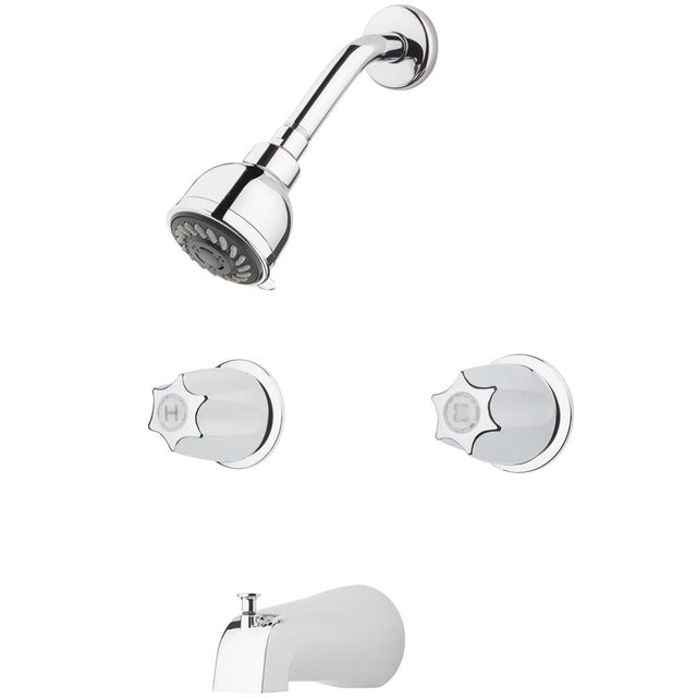 Pfister - Pfister 2-Handle Tub & Shower Faucet with Metal Knob Handles in Polished Chrome - Polished Chrome
