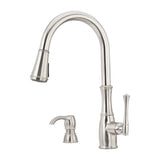 Pfister - Wheaton 1-Handle Pull-Down Kitchen Faucet with Soap Dispenser in Stainless Steel - Stainless Steel