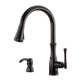 Pfister - Wheaton 1-Handle Pull-Down Kitchen Faucet with Soap Dispenser in Tuscan Bronze - Tuscan Bronze