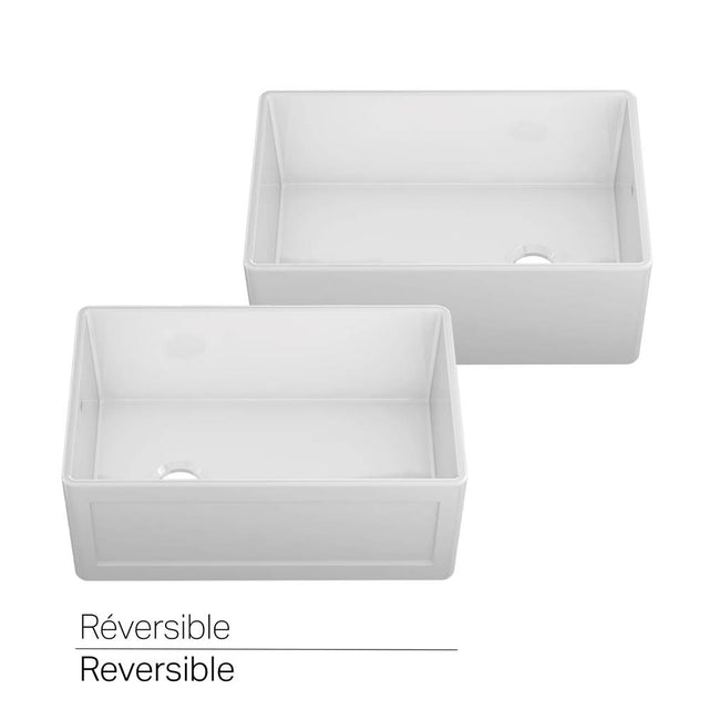 Prochef by Julien - Proterra M40 Collection Farmhouse Sink With Single Bowl And Reversible Apron - White