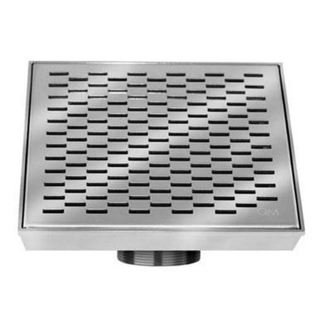 QM Drain - Delmar Series. Delta Line. 4'' Square Drain. Polished fin. - Polished