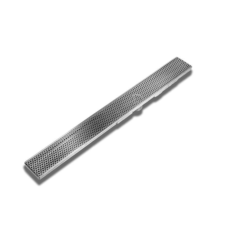 QM Drain - Delmar Series. 60'' Adjustable Kit (3'' High Flow outlet):  Perforated Line. Satin - Satin