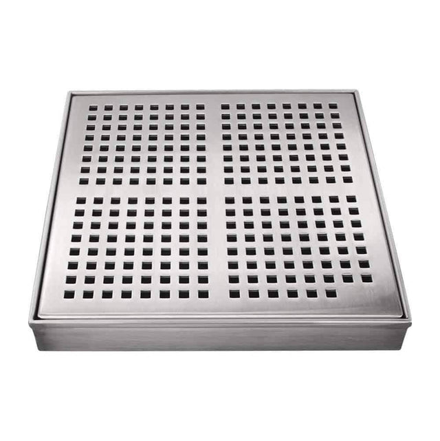 QM Drain - Delmar Series. Kai center drain 8'' HF 3'' Outlet. Satin fin. - Satin