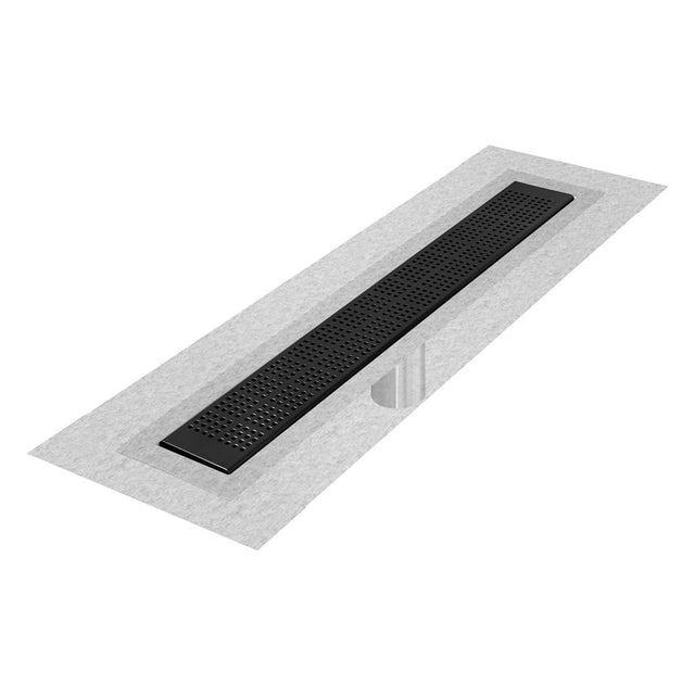 QM Drain - Delmar Series. 48'' Standard length Flange Edge linear drain.  Kai Line. Black - Black