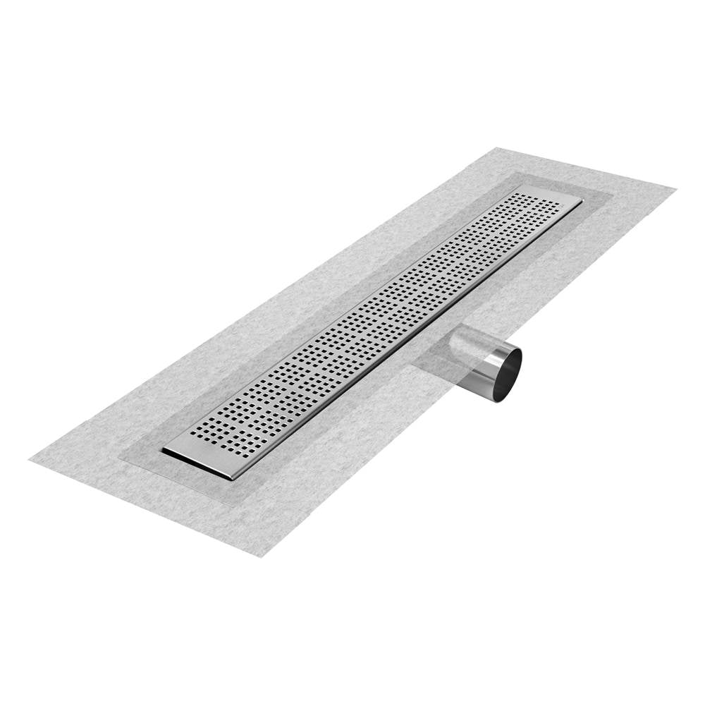 QM Drain - Delmar Series. 32'' Standard length Side Outlet linear drain.  Kai Line. Polished - Polished