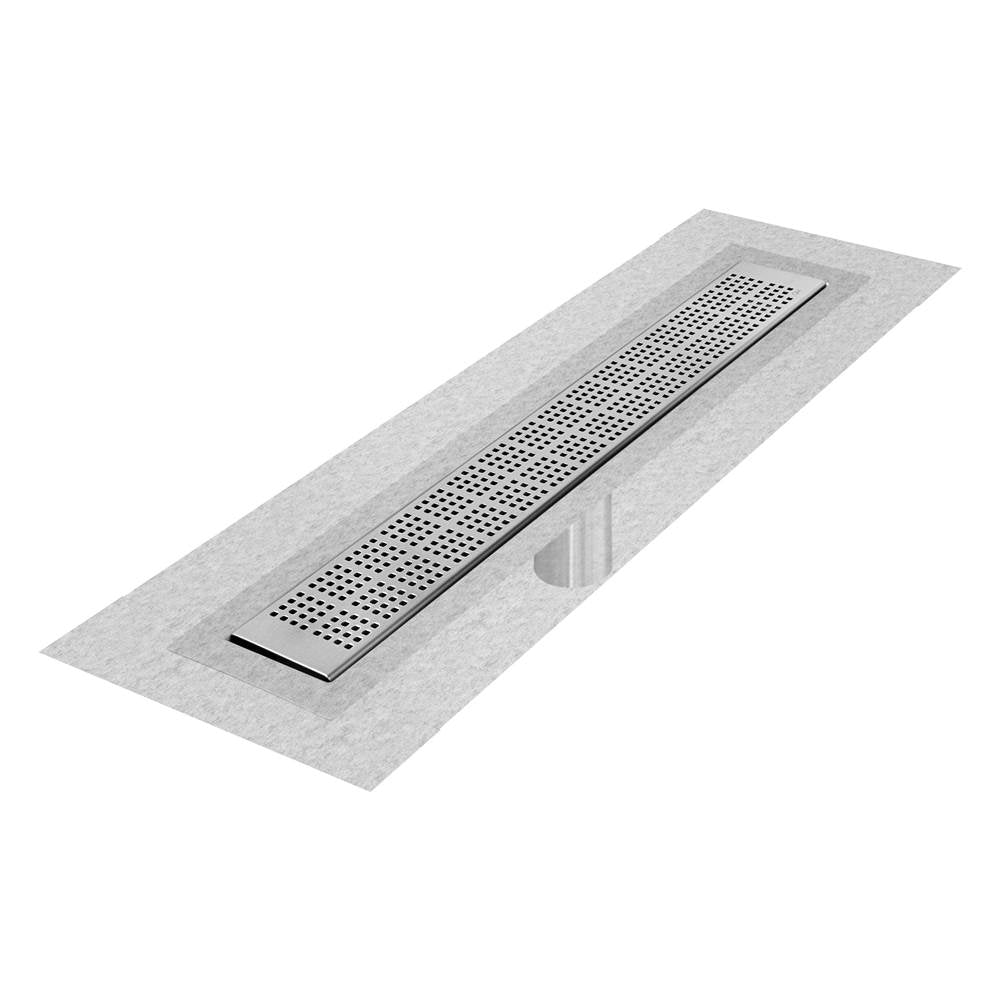 QM Drain - Delmar Series. 48'' Standard length Flange Edge linear drain.  Kai Line. Polished - Polished