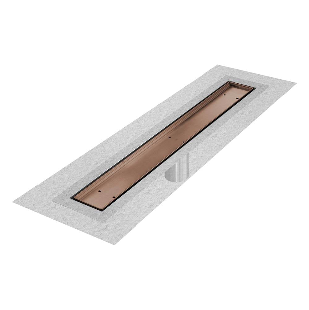 QM Drain - Delmar Series. 24'' Standard length Flange Edge linear drain. Mist (Tile-in) Line. Bronze - Bronze