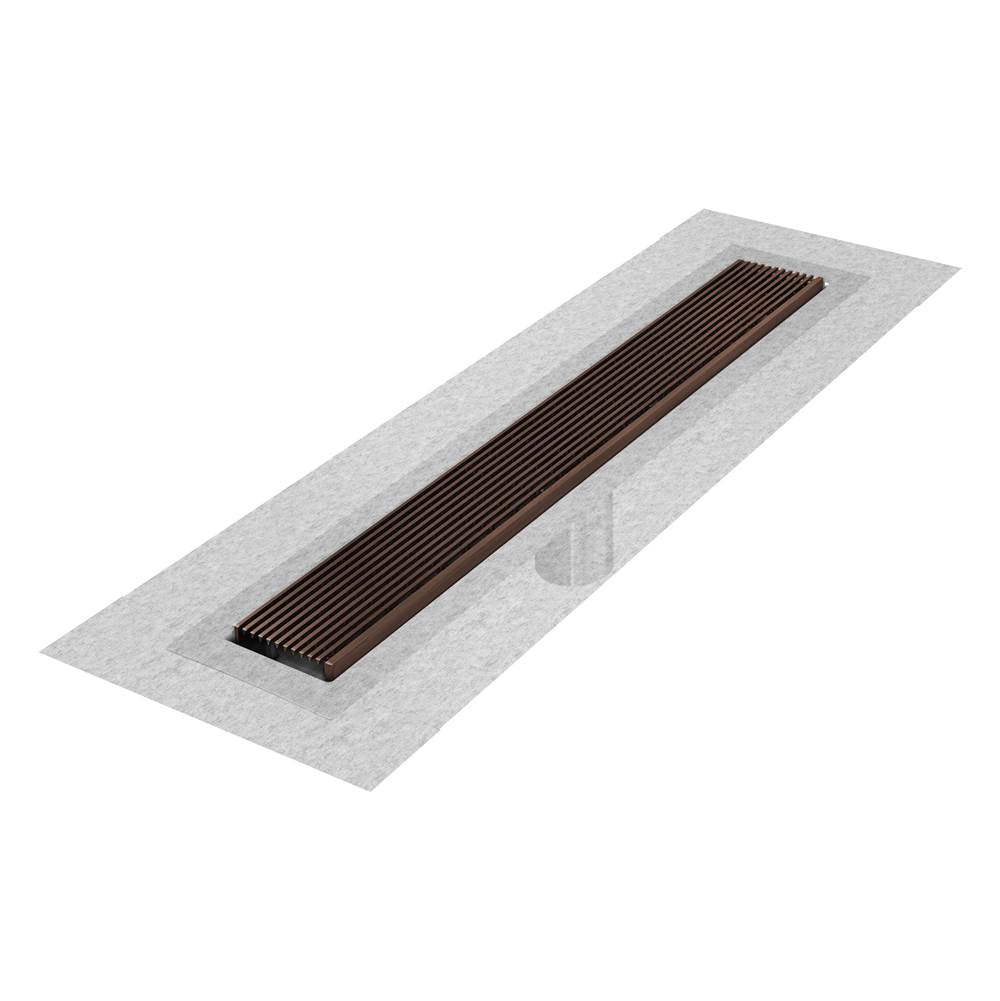 QM Drain - Delmar Series. 48'' Standard length Flange Edge linear drain.  Wedgewire Line. Bronze - Bronze