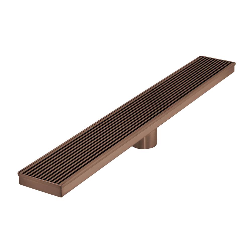 QM Drain - Delmar Series. 58'' Standard length Plain Edge linear drain.  Wedgewire Line. Bronze - Bronze