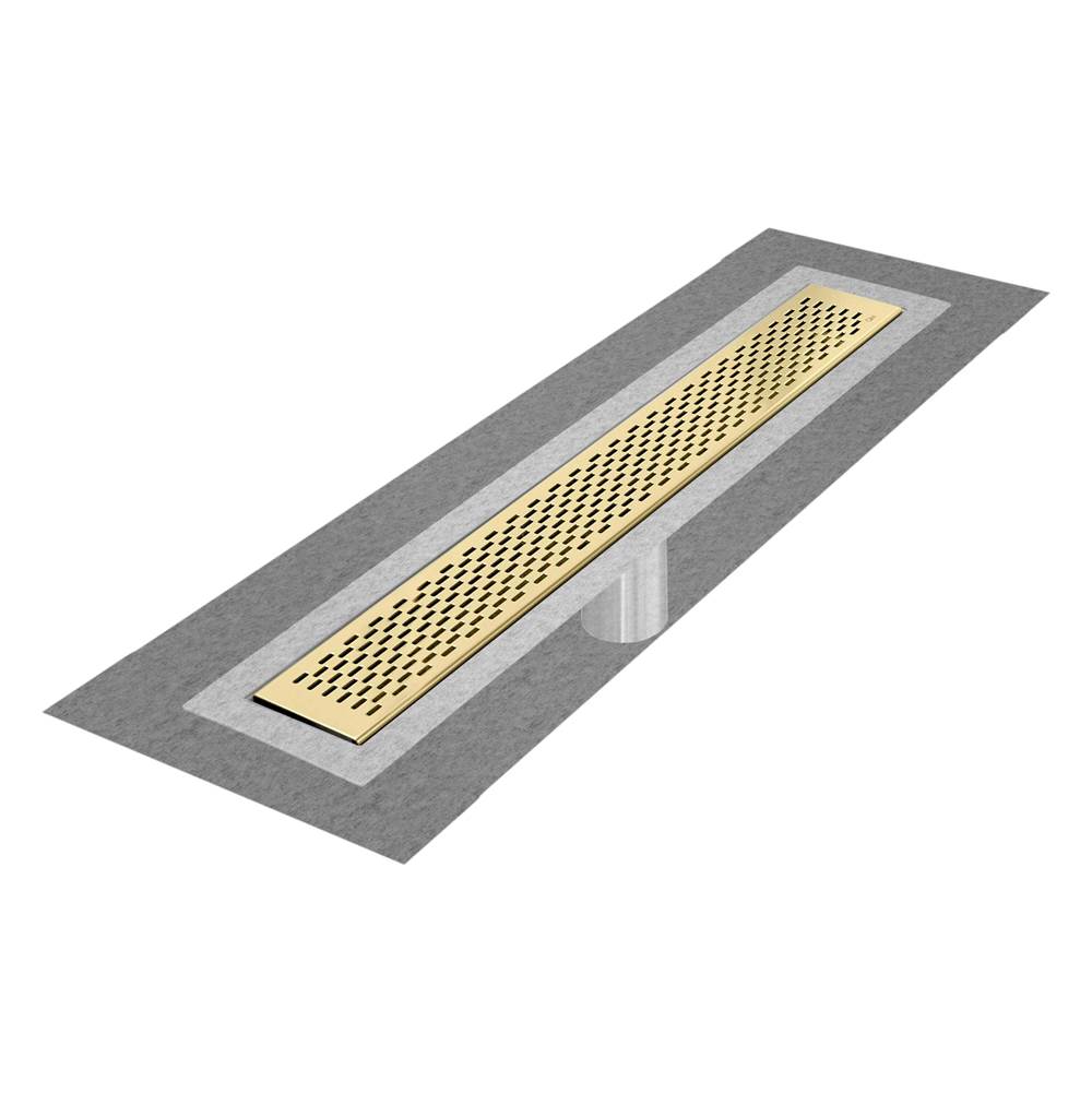 QM Drain - Delmar Series. 24'' Standard length Flange Edge linear drain.  Delta Line. Gold - Gold