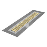 QM Drain - Delmar Series. 24'' Standard length Flange Edge linear drain.  Delta Line. Gold - Gold