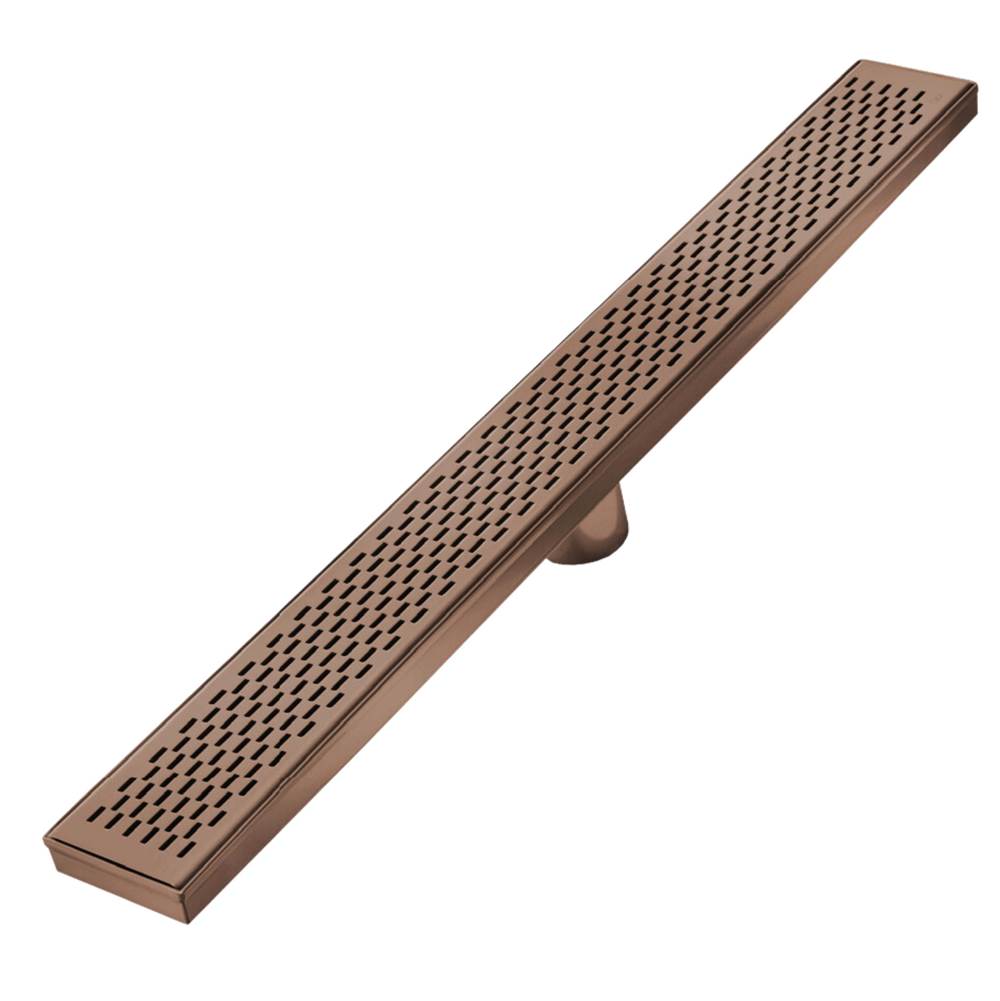 QM Drain - Delmar Series. 48'' Standard length Plain Edge linear drain.  Delta Line. Bronze - Bronze