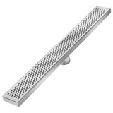 QM Drain - Delmar Series. 58'' Standard length Plain Edge linear drain. Delta Line. Polished - Polished