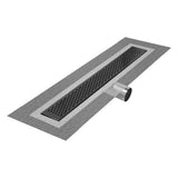 QM Drain - Delmar Series. 36'' Standard length Side Outlet linear drain.  Delta Line. Black - Black