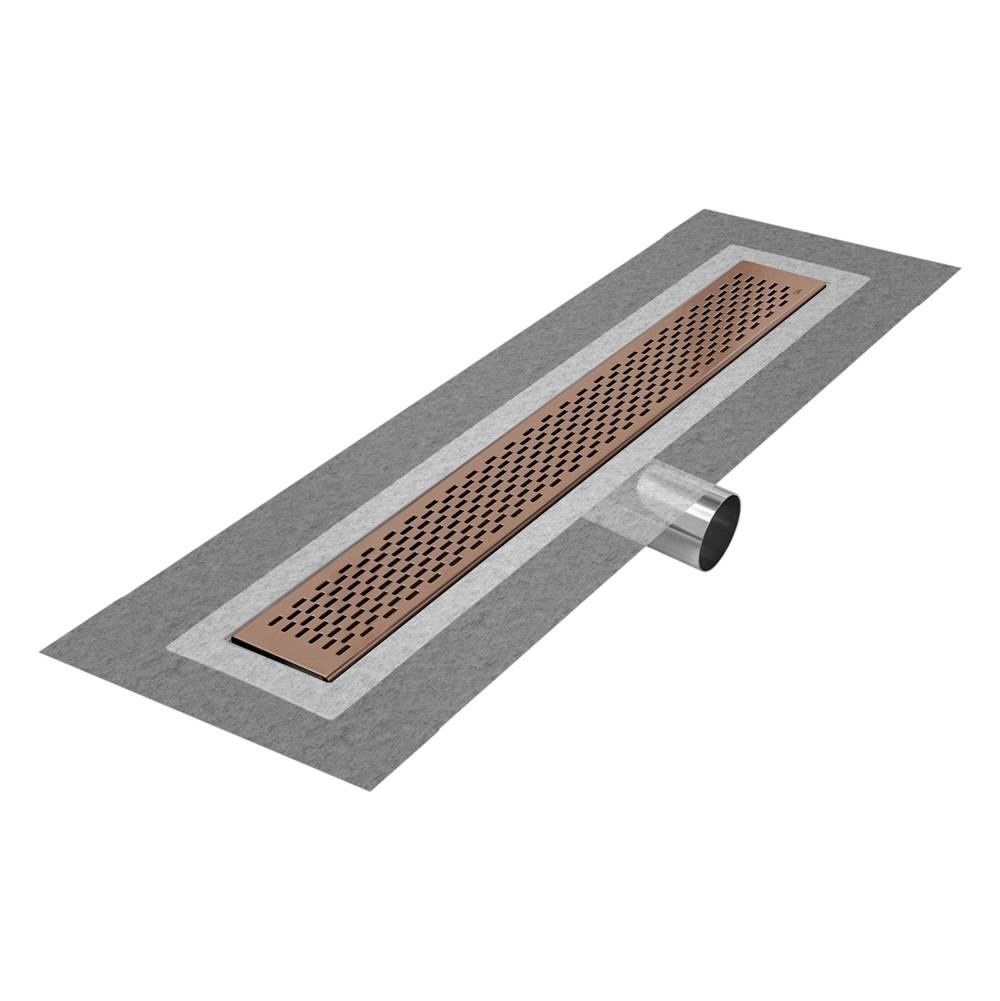 QM Drain - Delmar Series. 36'' Standard length Side Outlet linear drain.  Delta Line. Bronze - Bronze