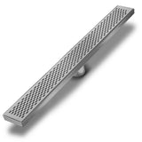 QM Drain - Delmar Series. 32'' Standard length Plain Edge linear drain. Delta Line. Satin - Satin