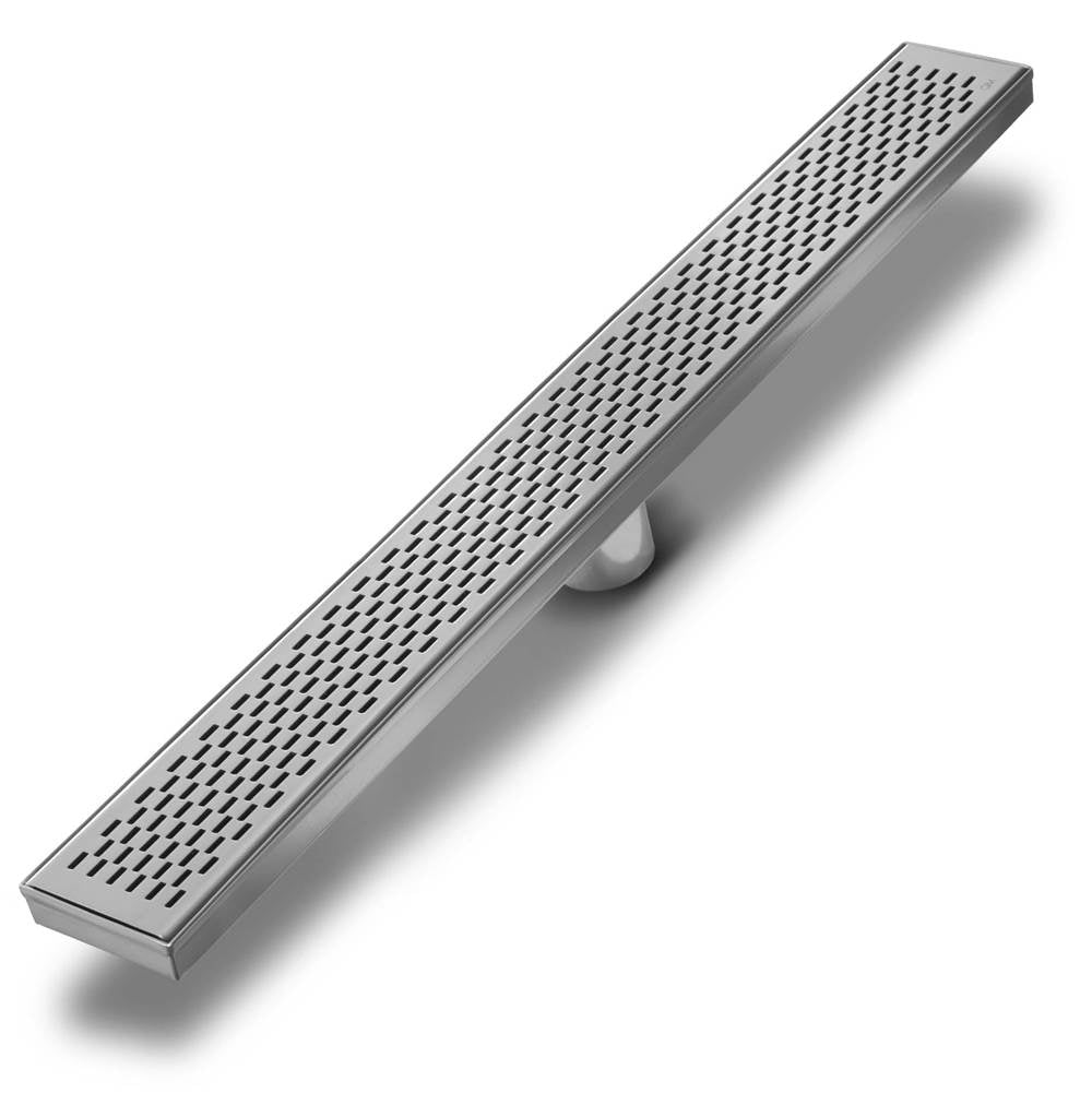 QM Drain - Delmar Series. 48'' Standard length Plain Edge linear drain. Delta Line. Satin - Satin