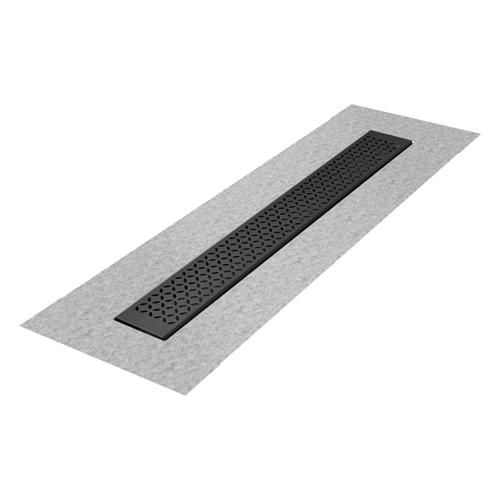 QM Drain - Delmar Series. 48'' Standard length Flange Edge linear drain. Lotus Line. Black - Black