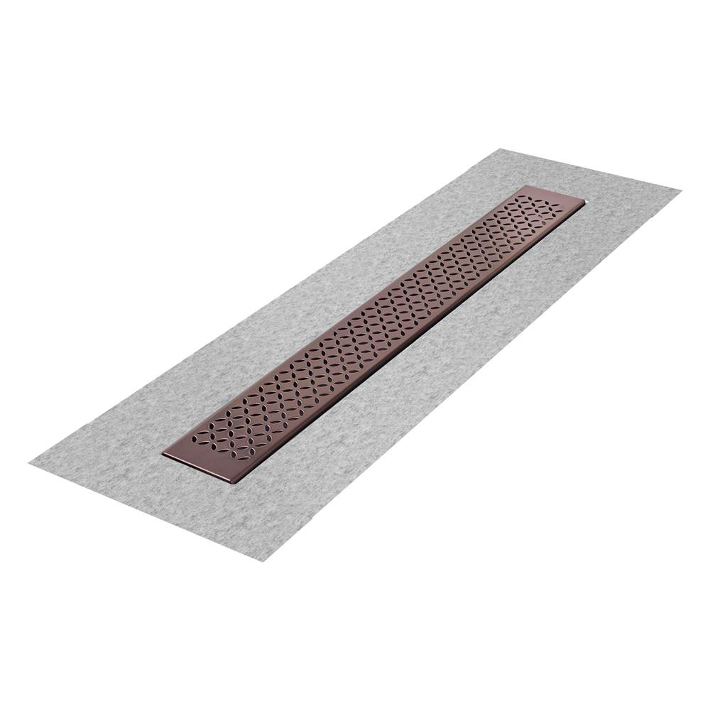 QM Drain - Delmar Series. 58'' Standard length Flange Edge linear drain. Lotus Line. Bronze - Bronze