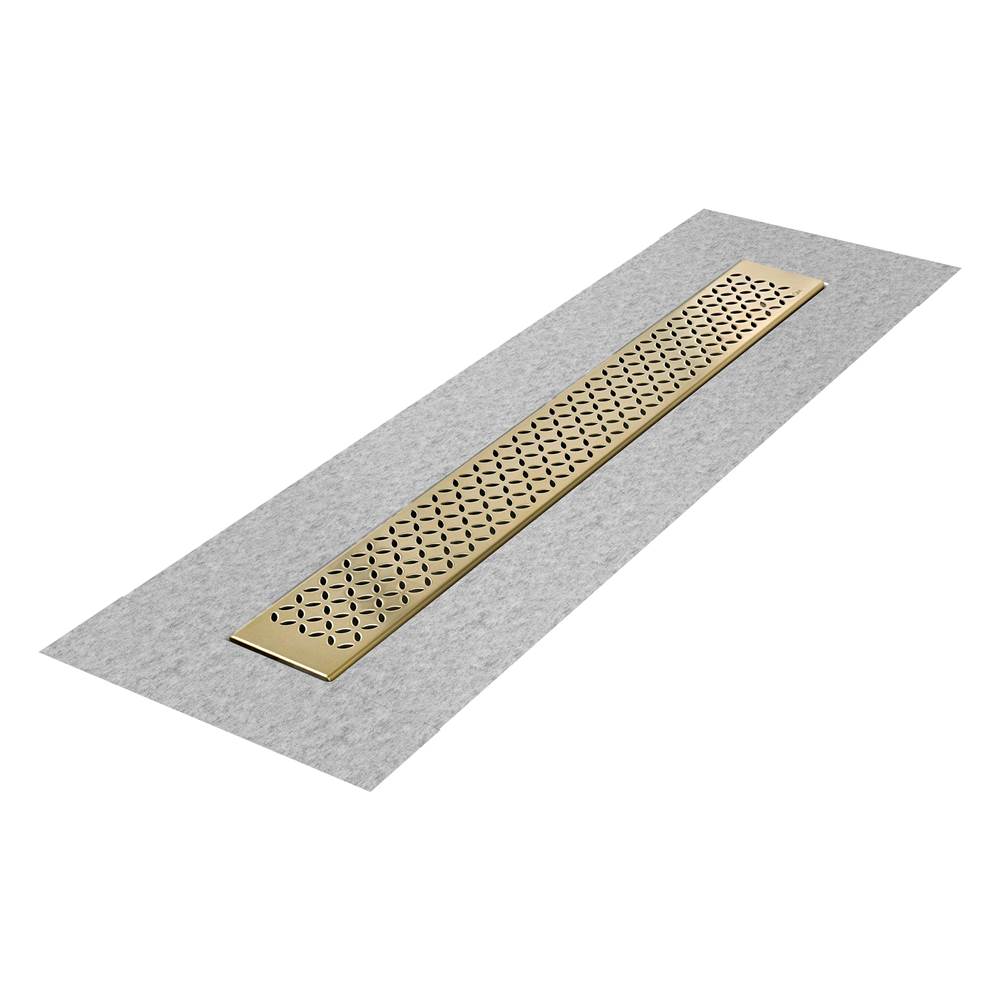 QM Drain - Delmar Series. 36'' Standard length Flange Edge linear drain. Lotus Line. Gold - Gold