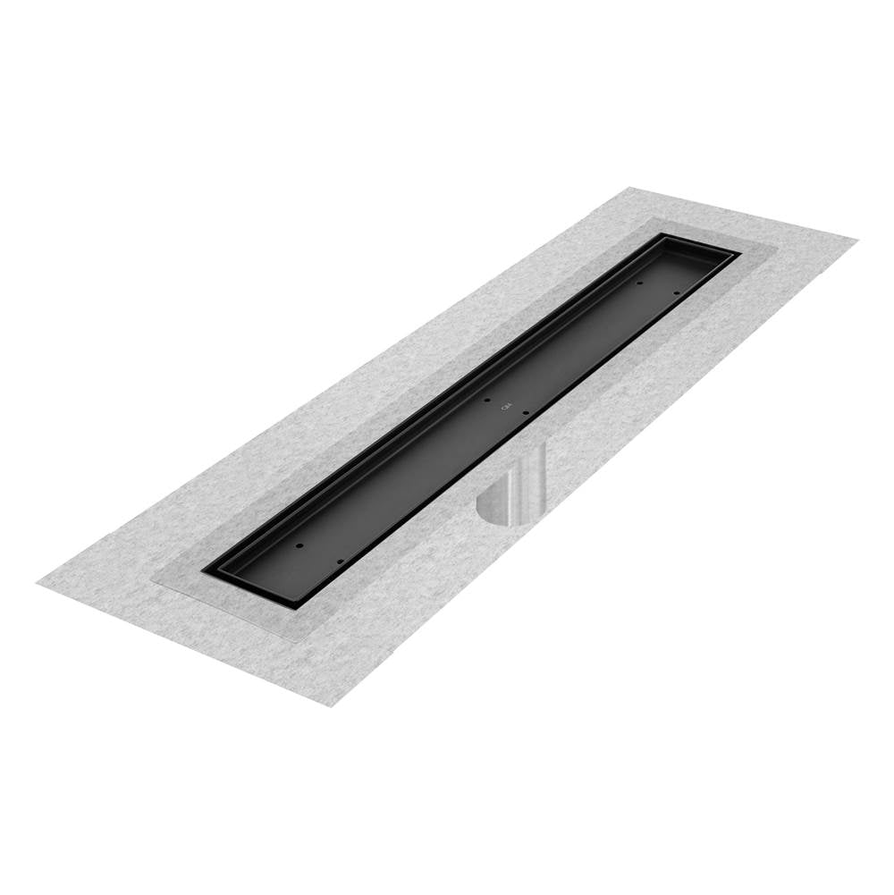 QM Drain - Delmar Series. 48'' Standard length Flange Edge linear drain. Mist (Tile-in) Line. Black - Black