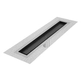 QM Drain - Delmar Series. 48'' Standard length Flange Edge linear drain. Mist (Tile-in) Line. Black - Black