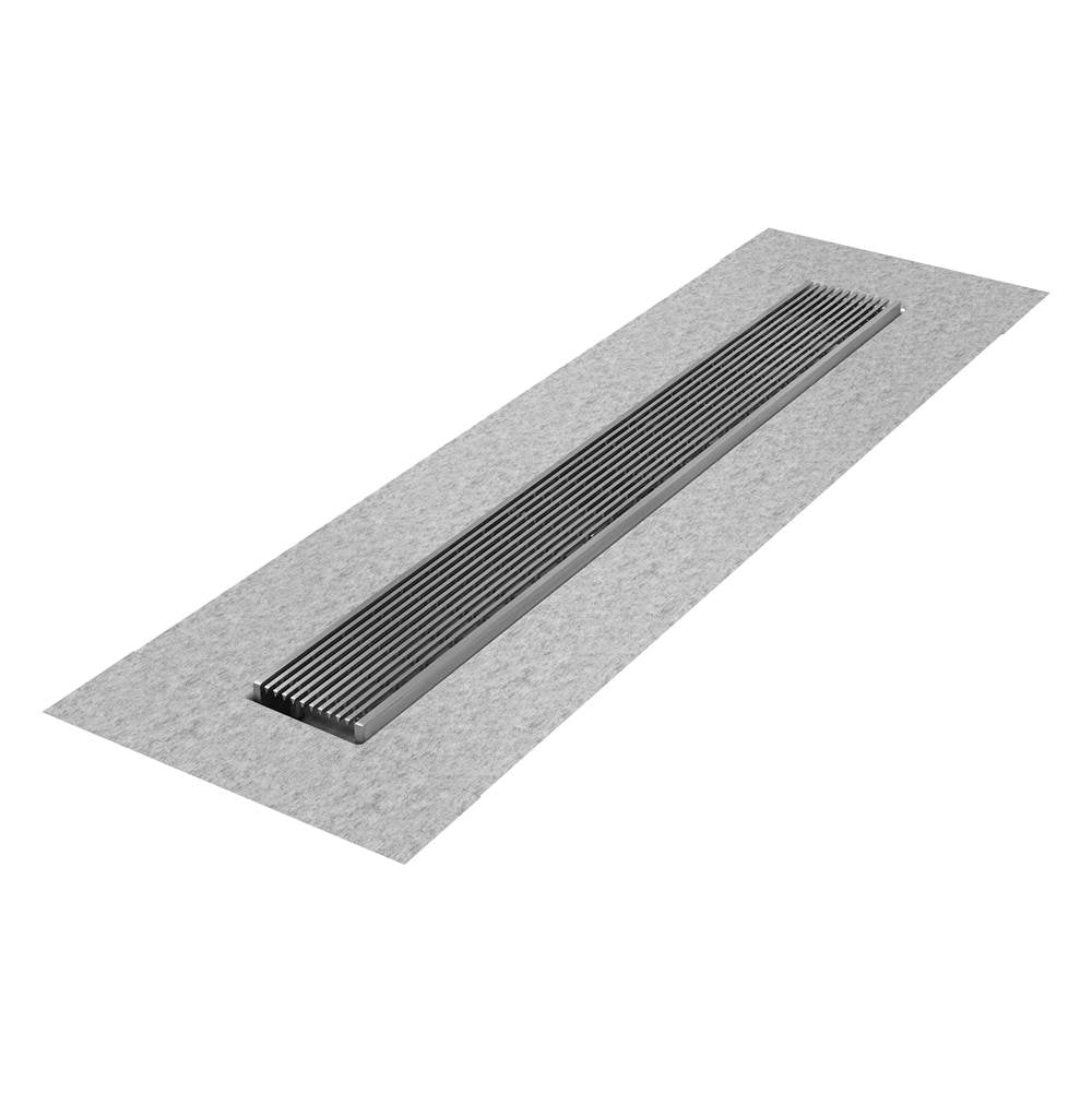 QM Drain - Delmar Series. 28'' Standard length Flange Edge linear drain. Wedgewire Line. Satin - Satin