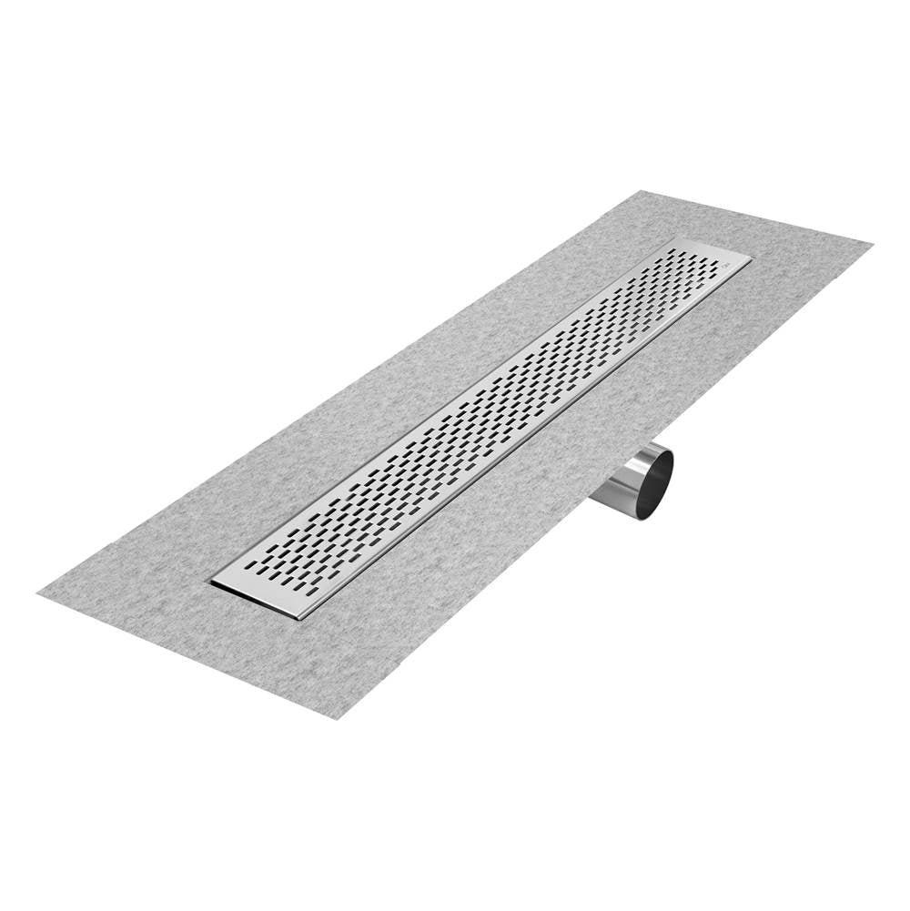 QM Drain - Delmar Series. 28'' Standard length Side Outlet linear drain. Delta Line. Polished - Polished