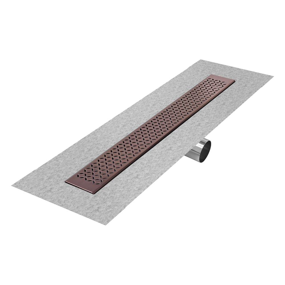 QM Drain - Delmar Series. 32'' Standard length Side Outlet linear drain. Lotus Line. Bronze - Bronze