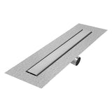 QM Drain - Delmar Series. 32'' Standard length Side Outlet linear drain. Mist (Tile-in) Line. Frameless - Frameless
