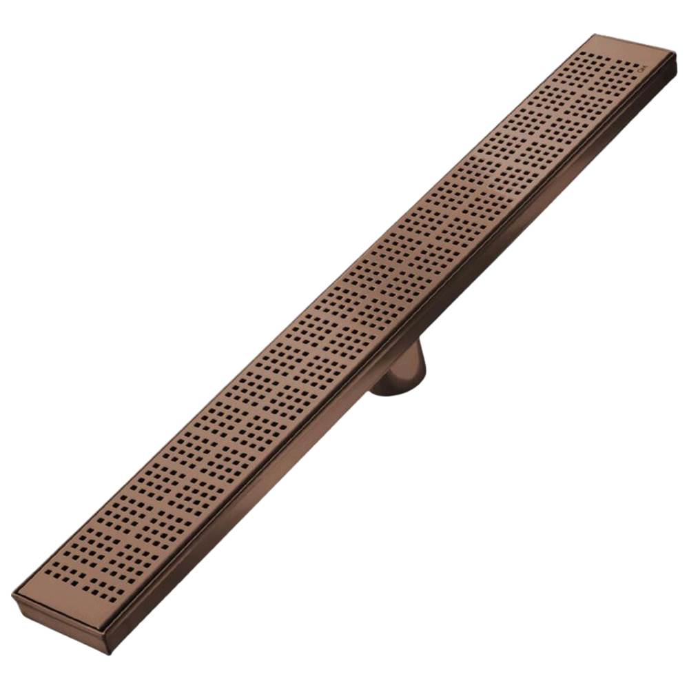 QM Drain - Delmar Series. 28'' Standard length Plain Edge linear drain.  Kai Line. Bronze - Bronze