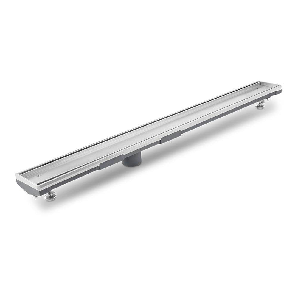 QM Drain - Lagos Series. 48'' Adjustable Kit (2'' outlet):  Mist (Tile-in) Line. Satin - Satin