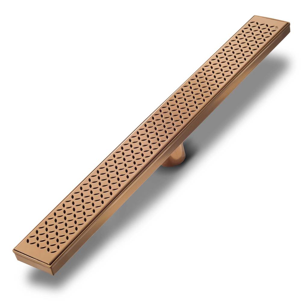 QM Drain - Delmar Series. 32'' Standard length Plain Edge linear drain. Lotus Line. Bronze - Bronze