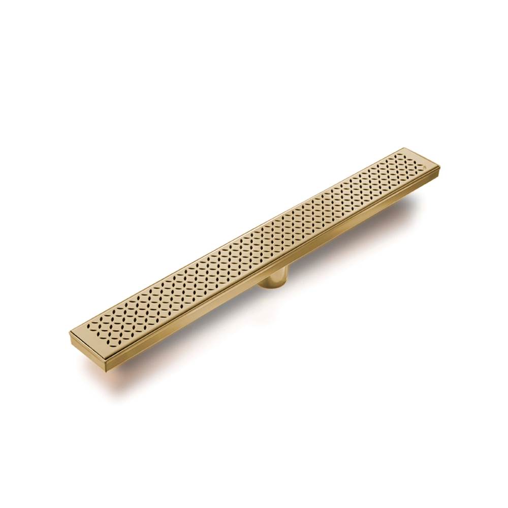 QM Drain - Delmar Series. 48'' Standard length Plain Edge linear drain. Lotus Line. Gold - Gold