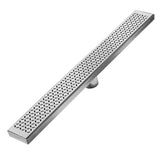QM Drain - Delmar Series. 32'' Standard length Plain Edge linear drain.  Lotus Line. Polished - Polished