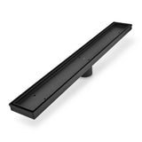 QM Drain - Delmar Series. 32'' Standard length Plain Edge linear drain. Mist (Tile-in) Line. Black - Black
