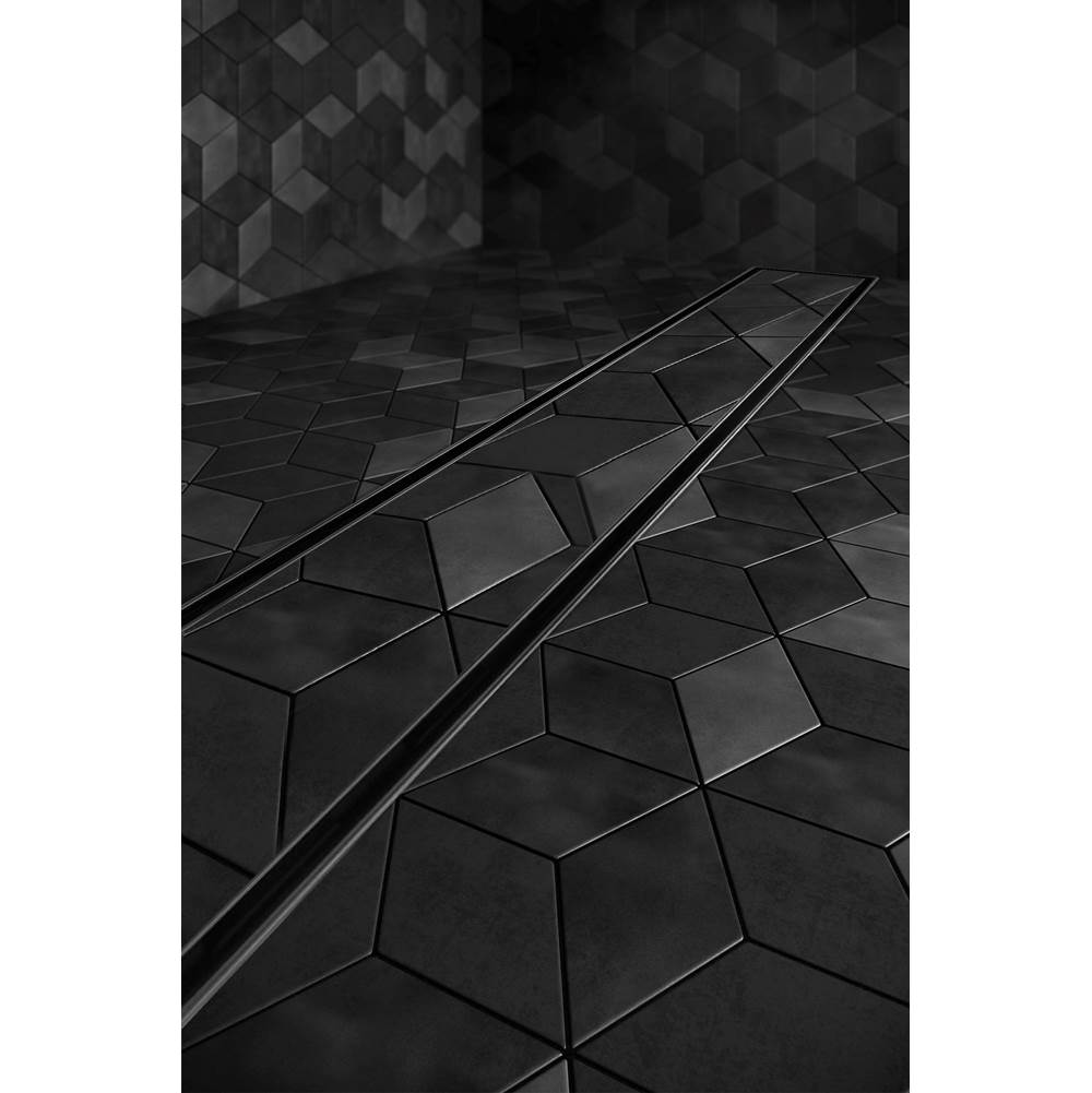 Delmar Series. 58'' Standard length Flange Edge linear drain. Mist (Tile-in) Line. Frameless