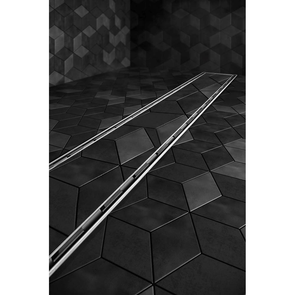 Delmar Series. 36'' Standard length Side Outlet linear drain. Mist (Tile-in) Line. Frameless