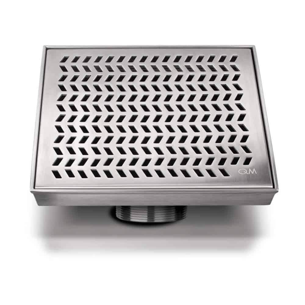 QM Drain - Delmar Series. Nami Line. 4'' Square Drain. Satin fin. - Satin