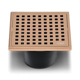 QM Drain - Lagos Series. Mira Line. 4'' Square Drain. Bronze - Bronze