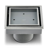 QM Drain - Lagos Series. Veil Line. 4'' Square Drain. Satin fin. - Satin