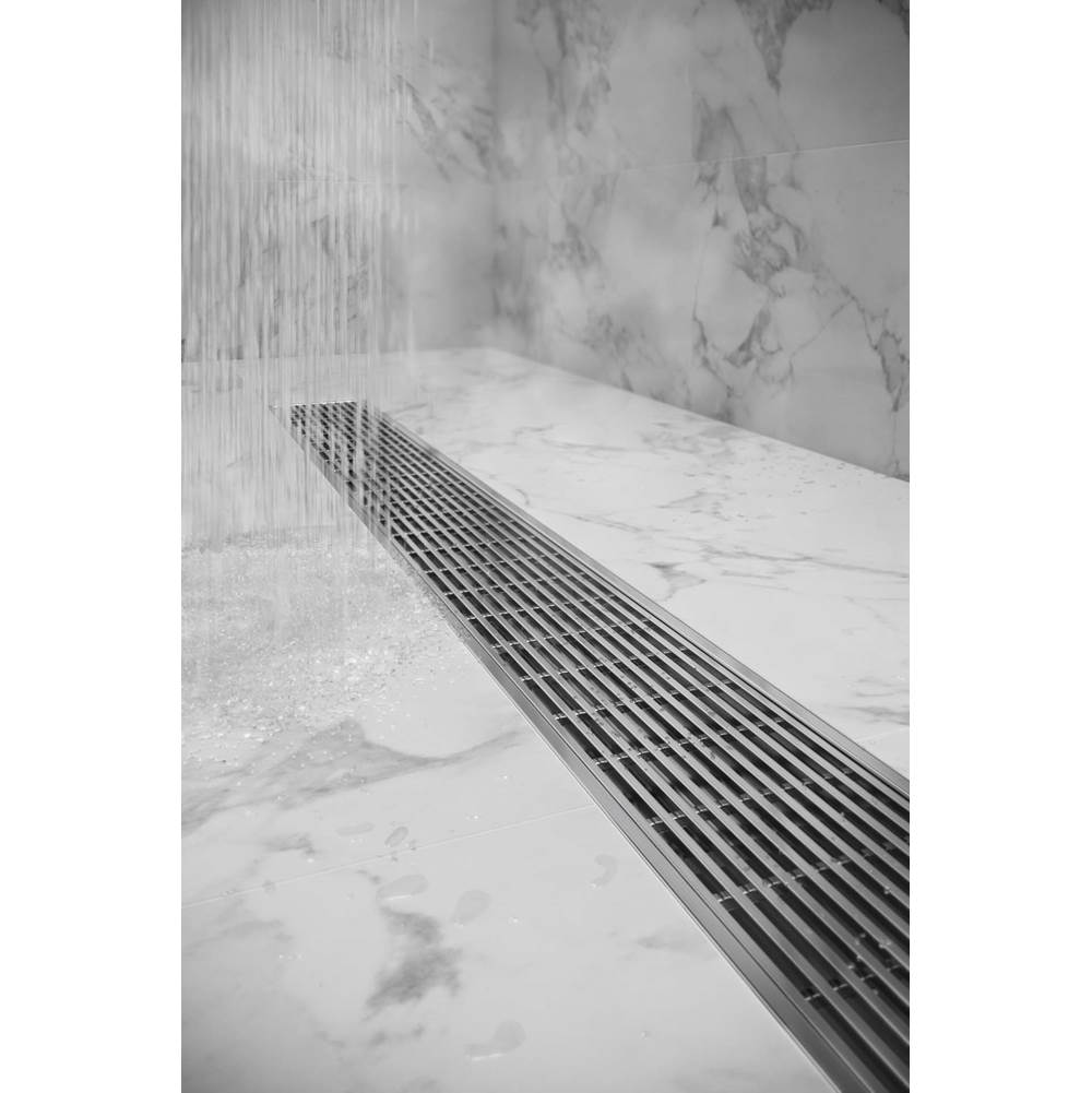 Delmar Series. 48'' Standard length Plain Edge linear drain. Wedgewire Line. Black