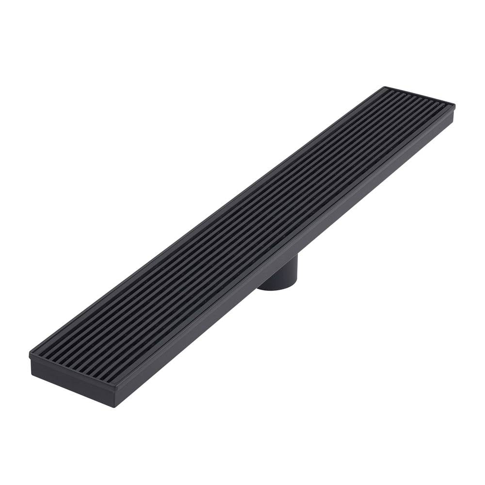 QM Drain - Delmar Series. 32'' Standard length Plain Edge linear drain. Wedgewire Line. Black - Black