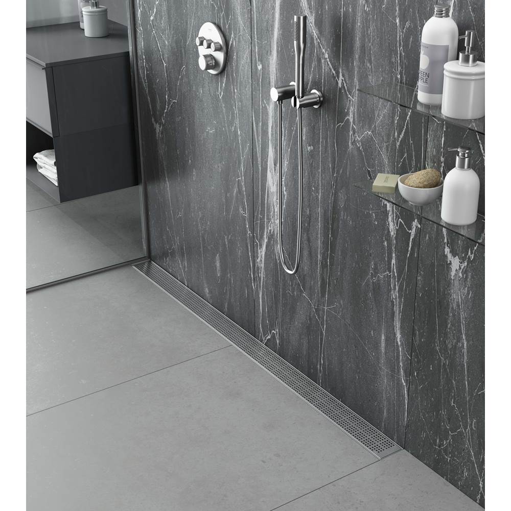 Delmar Series. 36'' Standard length Plain Edge linear drain.  Kai Line. Black