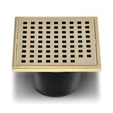 QM Drain - Lagos Series. Mira Line. 4'' Square Drain. Gold - Gold
