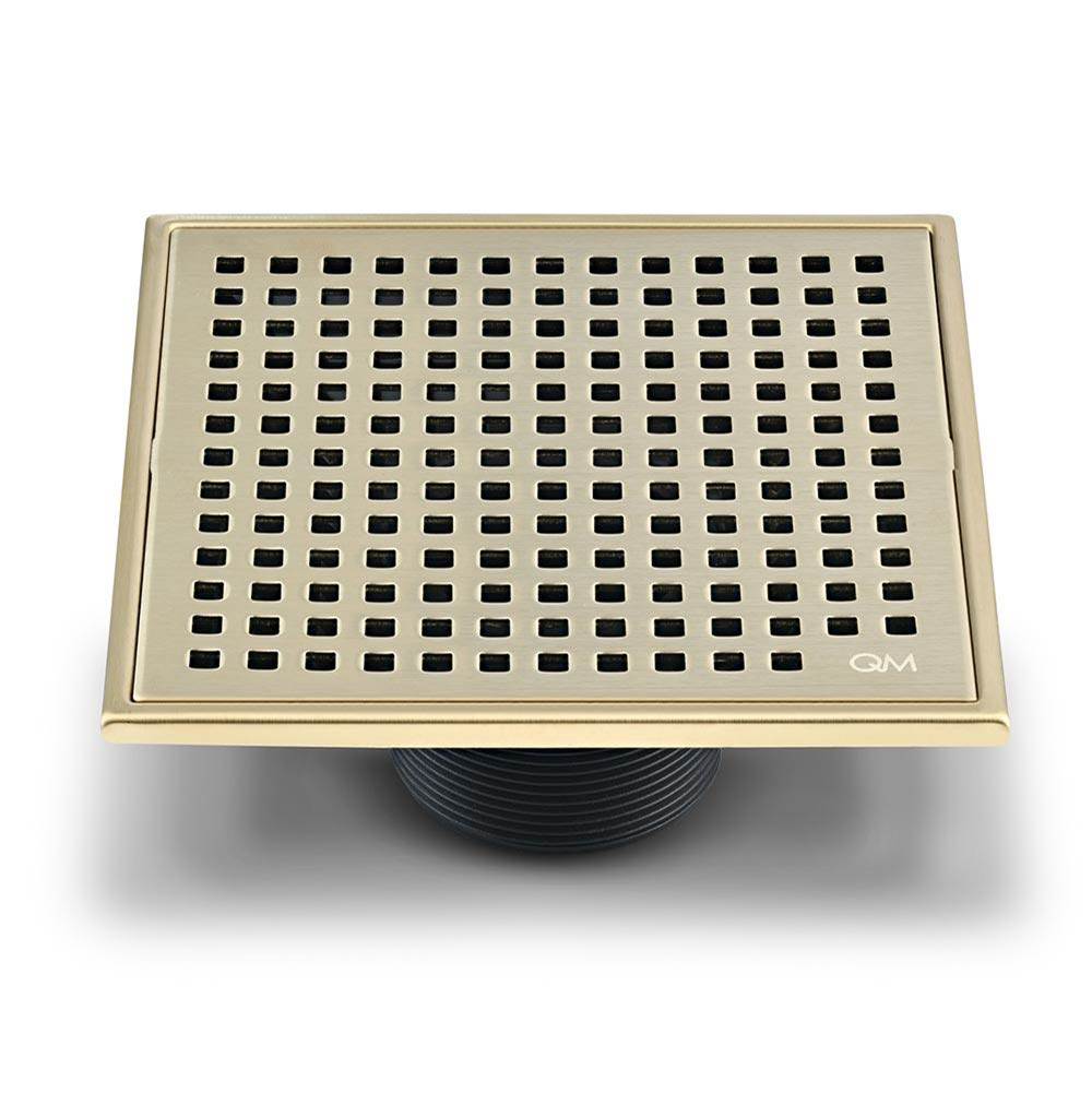 QM Drain - Lagos Series. Mira Line. 5 3/4'' Square Drain. Gold - Gold