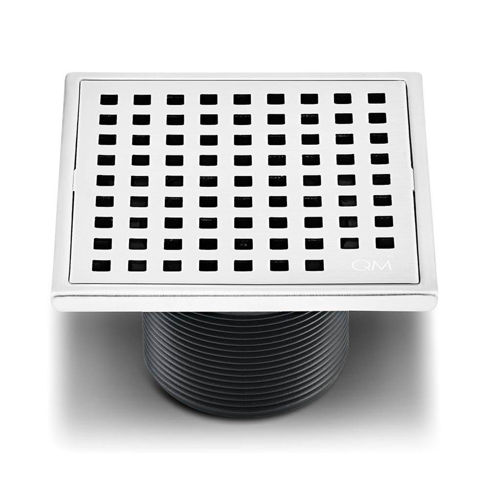 QM Drain - Lagos Series. Mira Line. 4'' Square Drain. Polished fin. - Polished
