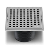 QM Drain - Lagos Series. Mira Line. 4'' Square Drain. Satin fin. - Satin