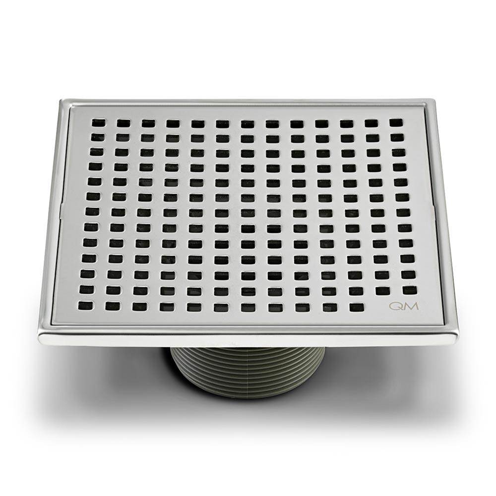 QM Drain - Lagos Series. Mira Line. 5 3/4'' Square Drain. Satin fin. - Satin