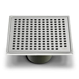 QM Drain - Lagos Series. Mira Line. 5 3/4'' Square Drain. Satin fin. - Satin